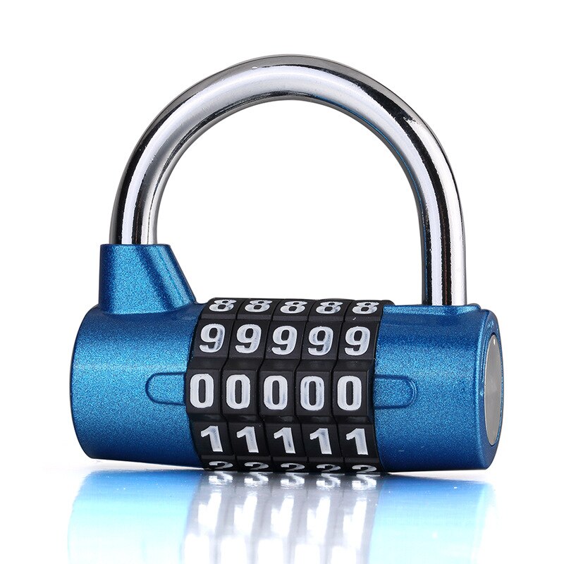 Candado de aleación de Zinc con 5 dígitos, combinación de números, contraseña de viaje, código de seguridad, 5 colores: Blue