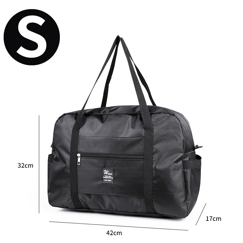 Oxford-Bolsa de equipaje de mano para mujer, de gran capacidad bolso de viaje, bolsa de almacenamiento para fin de semana, maleta con carrito a juego para hombro: S     black