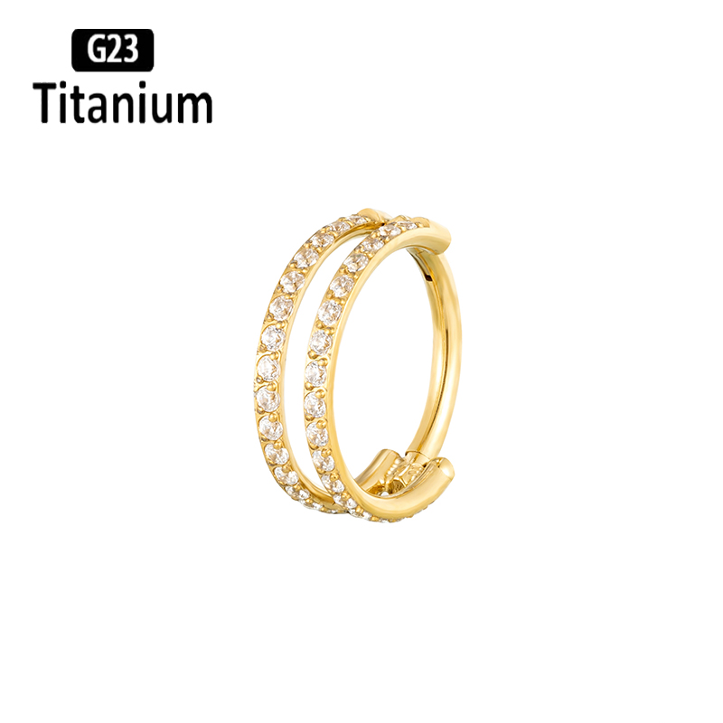 G23 titan piercing cz hoop höjdsegment ring clicker septum piercing näsringar tragus brosk helix läpp örhängen: Lila / Rosa guldfärg