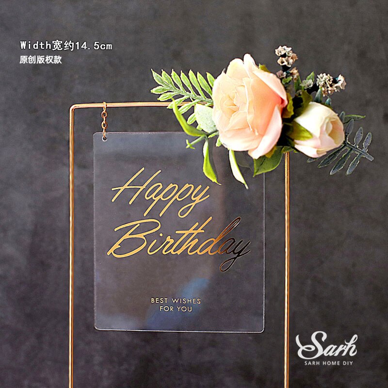 Crown Swan Gold Feather Cake Topper Hollow Star Birthday Party Decoration for Baby Shower Baking Supplies Anniversary Sweet: Square transparent