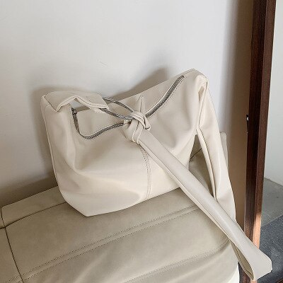 Casual Knoedel Pakket Pu Lederen Kleine Schoudertassen Voor Vrouwen Eenvoudig Luxe Crossbody Bag Vrouwelijke Reizen: beige