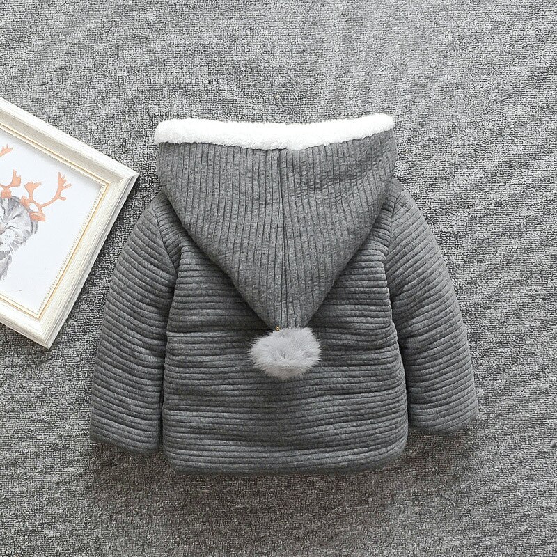 Baby Jongen Jas 0-5Y Herfst En Winter Plus Fluwelen Dikke Warme Jas Baby Meisje Effen Kleur Capuchon Gewatteerde Jas Met handschoenen
