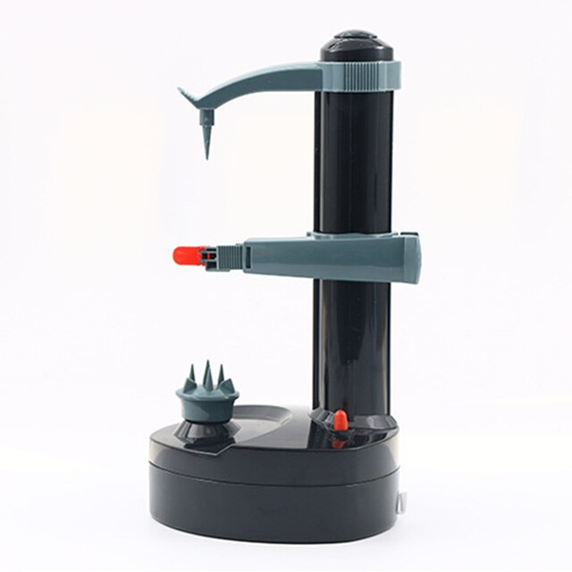 Multifunctional Electric Spiral Apple Peeler Cutter Automatic Slicer Fruit Potato Peeling Battery Operated Machine with Charger: black / AU