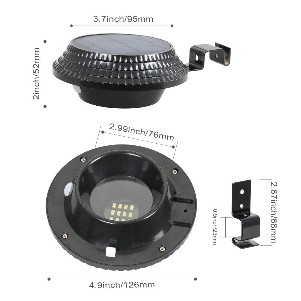 T-SUNRISE Style 12 LED Solar Gutter Light LED Light Outdoor Solar Powered Spotlight Lamp For Garden Wall Yard