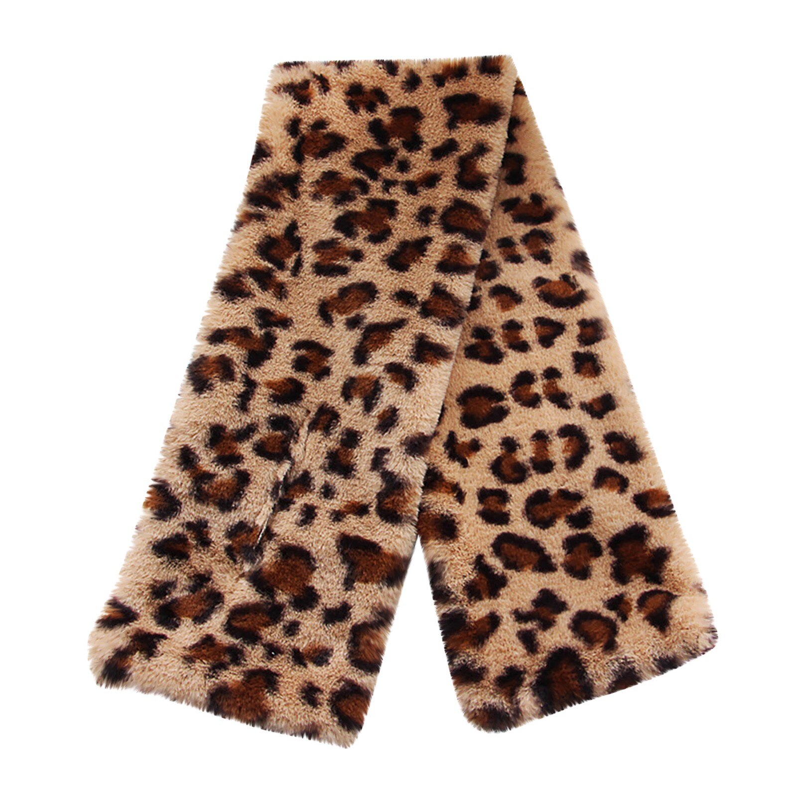 Women Leopard Print Scarves Wraps Winter Faux Villus Scarf Outerwear Lady Pearl Scarf Warm Multi-purpose Shawl Scarf Scarves