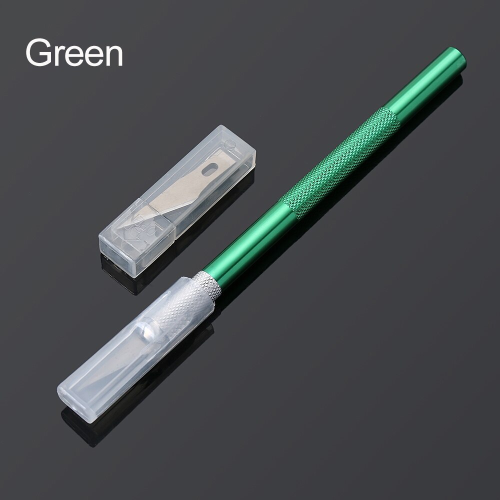 6Pcs Metal Handle Non-Slip Carving Knife Sharp Knife Edge Carving Pen Scalpel Engrave Pastry Cutting Model Making Baking Tool: green