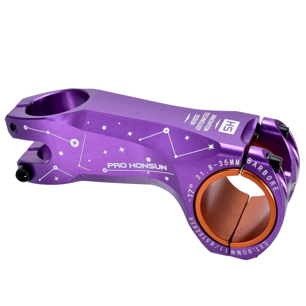 31.8mm/35mm Mountain Bike Stem 90mm Negative 17 Degrees MTB Road Bike Stem Electroplated Aluminum Alloy Stem Bicycle Accessories: Purple