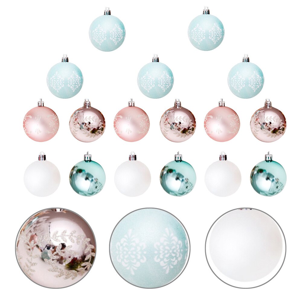 30Pcs Kerstboom Decoratie Kerst Ballen Plastic Bal Ornamenten Gekleurde Tekening Bal Kerst Bal (Rose Goud)