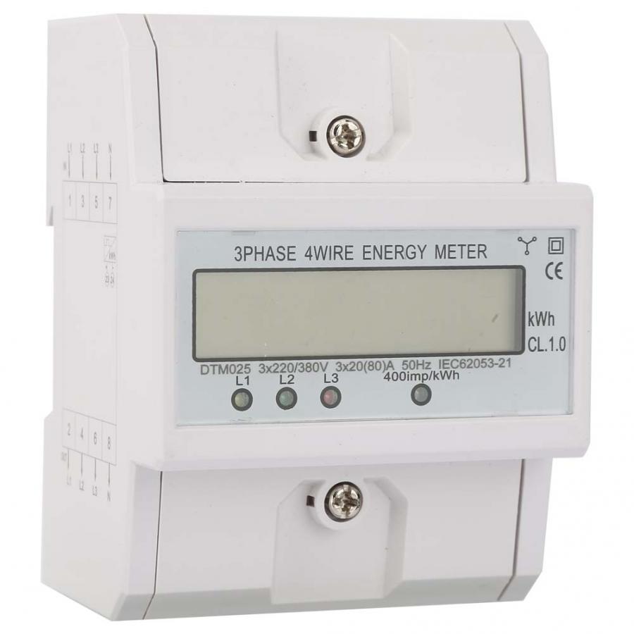 220/380V 20-80A Energy Consumption Digital Electric Power Meter 3 Phase 4P KWh Meter with LCD