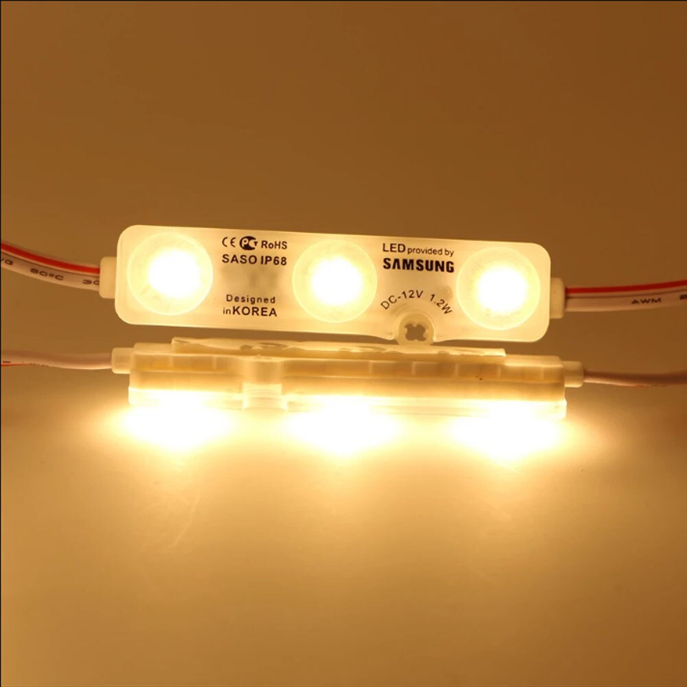 SMD 5730 Samsung LED Modules IP68 Waterproof 3 LED Back Lights Mirror lamp Red Blue Green cool White warm white Led Chip DC12V