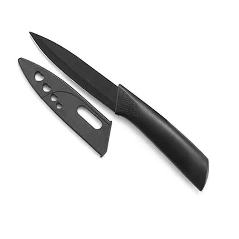 Juego de cuchillos de cocina de acero inoxidable con mango de plástico antideslizante negro, cuchillo para cortar fruta, cuchillo multifuncional para el hogar