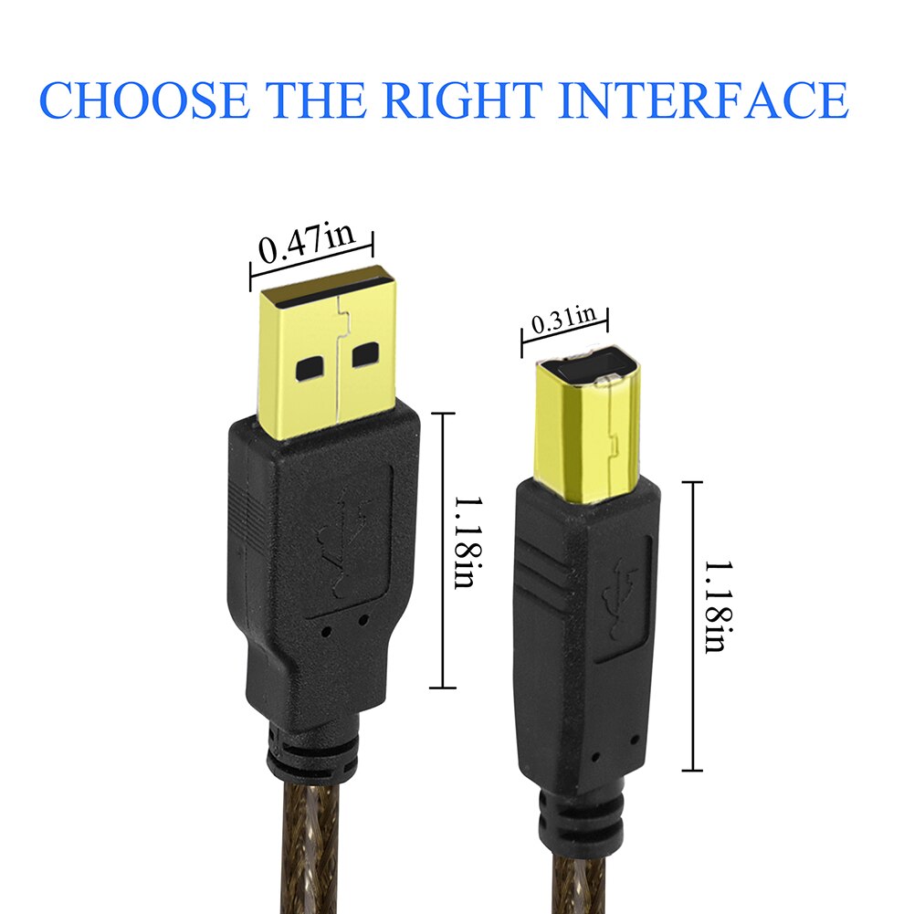 Extension Printer Cable USB 2.0 A Male to B Male Computer Wire Cable Cord Converter Connector Line for PC Laptop SEC88