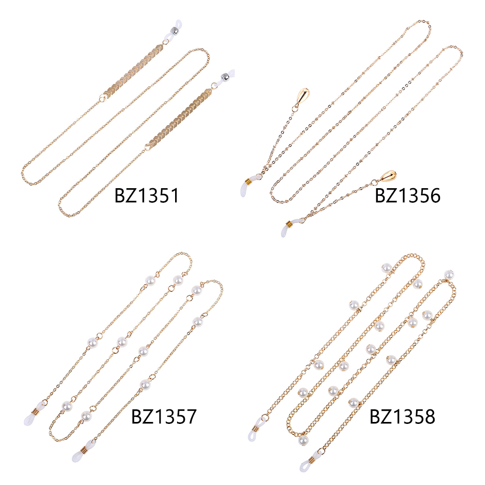 1PC Women Pearls Sunglasses Chains Gold Eyeglasses Chains Sunglasses Holder Necklace Eyewear Retainer Accessories