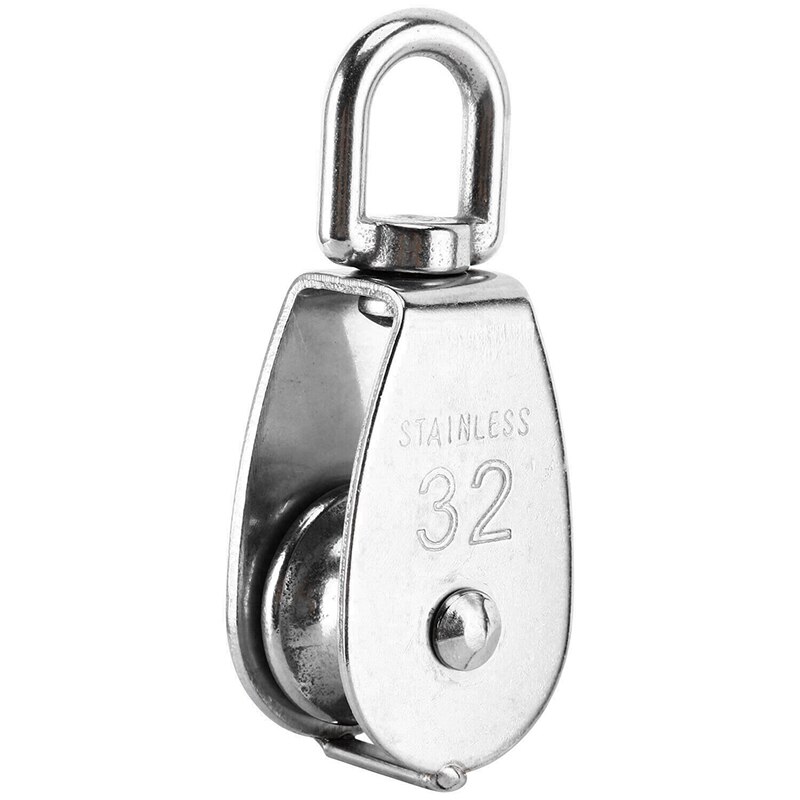 6 Pack M32 Lifting Enkele Katrol Roller 304 Rvs Heavy Duty Single Wheel Swivel Lifting Touw Katrol Blok