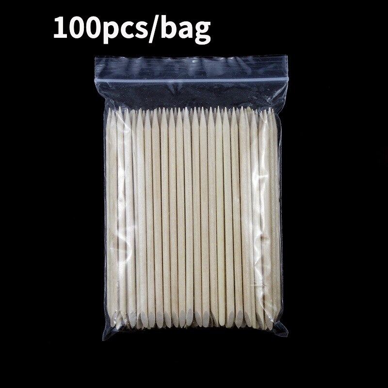 Juego de palitos de madera naranja para quitar cutículas, herramientas para manicura, 4 tamaños diferentes, 100 Uds.: 7.5 3.8mm