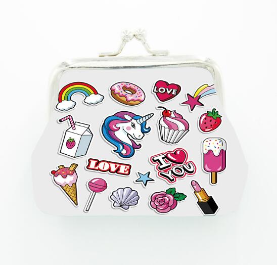 Coin Purse Unicorn Print Classic Wallet Buckle Pink Girl Wallet Child Student