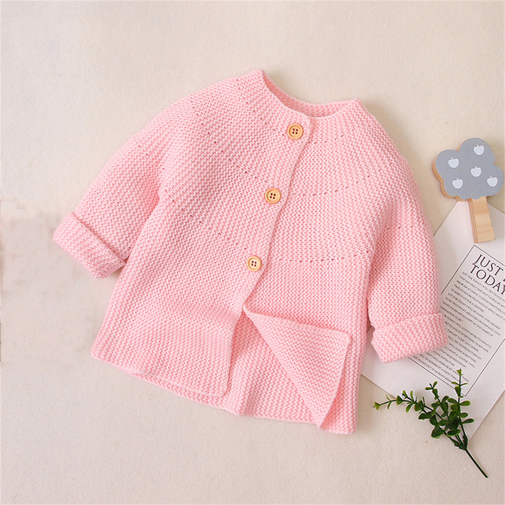 Lente Herfst Baby Jongens Meisjes Trui Peuter Dikke Gebreide Vesten Pasgeboren Lange Mouwen Zachte Baby Jas Casual Baby Truien top: Roze / 100