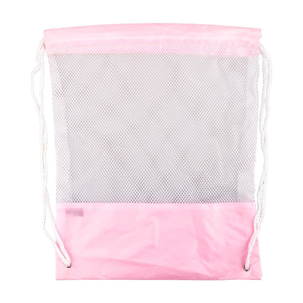 Mesh Drawstring Backpack Tote Sport Pack Clothes Shoe Travel Bag Beach Backpack Bag Toys ShoesClothes Organizer: pink