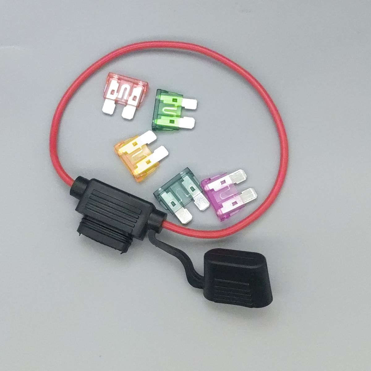 Portafusibles de hoja de coche, adaptador de cable en línea de 12V 30A, enchufe de interruptor de corte, cubierta antisalpicaduras a prueba de humedad, accesorios para automóviles