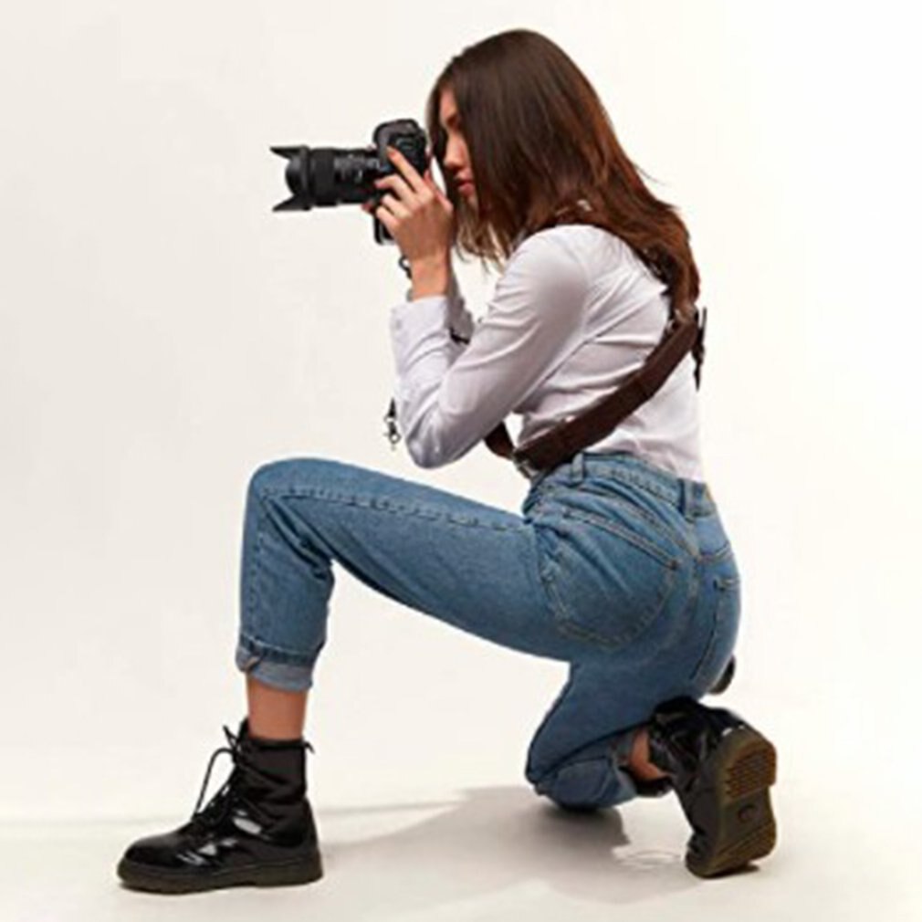 Digital kamera rem læder dslr rem dobbelt skulderrem fotografering tilbehør kamera sele peak strap