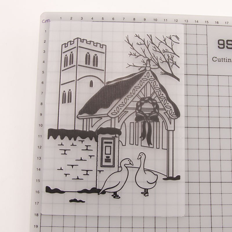 House Casttle Tree EMBOSSING FOLDER for Card Making Supplies Scrapbooking Paper Crafting Stamps Dies Stencils Embosser Template