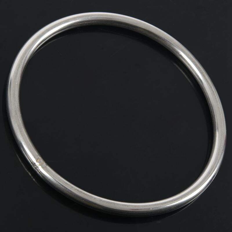 M6x100mm 304 Stainless Steel Welded Round Ring Silver Tone