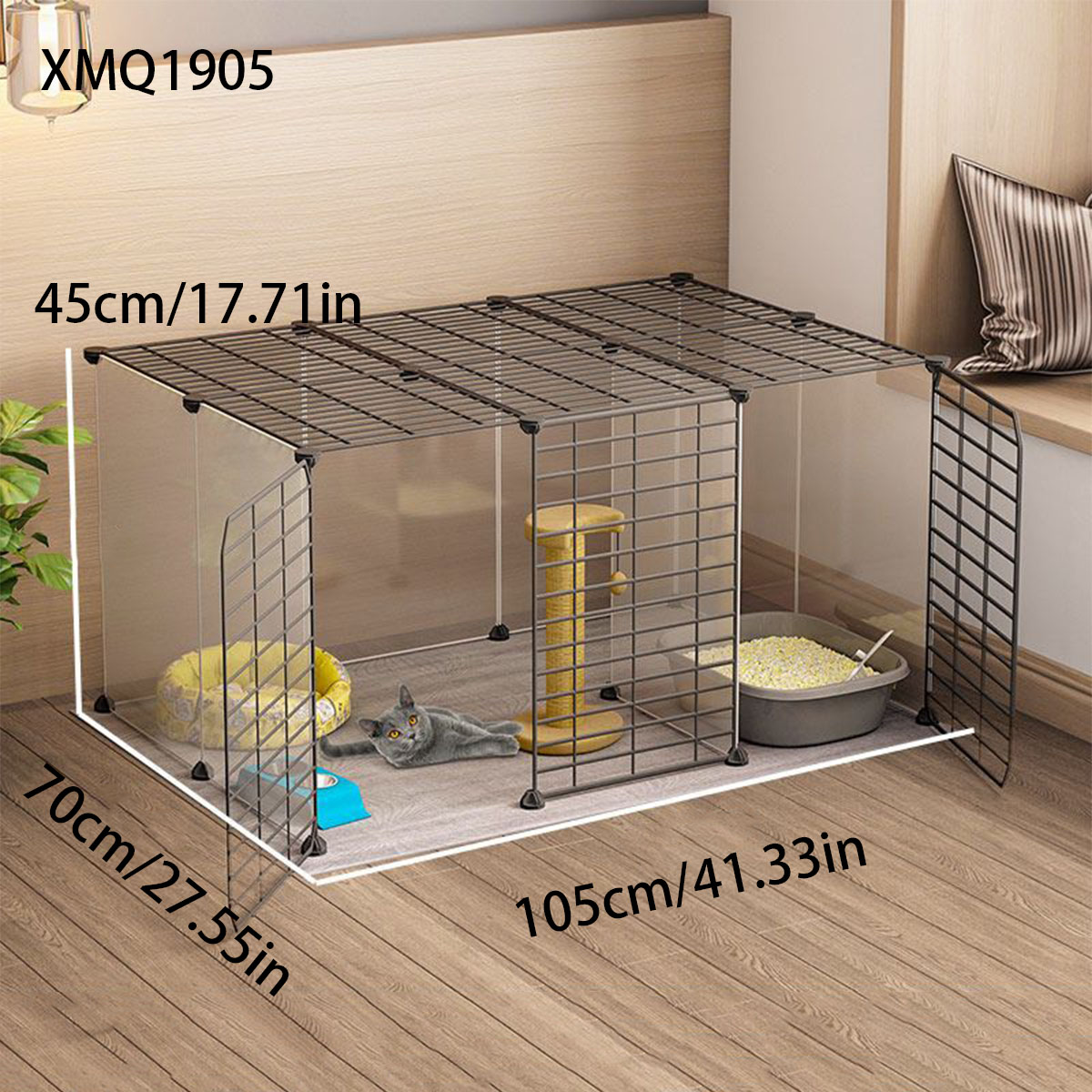 Valla para gatos, jaula para gatos, valla para mascotas doméstica, espacio grande para interiores, deflector de aislamiento para gatos, barandilla para gatitos, antisalto: Azul