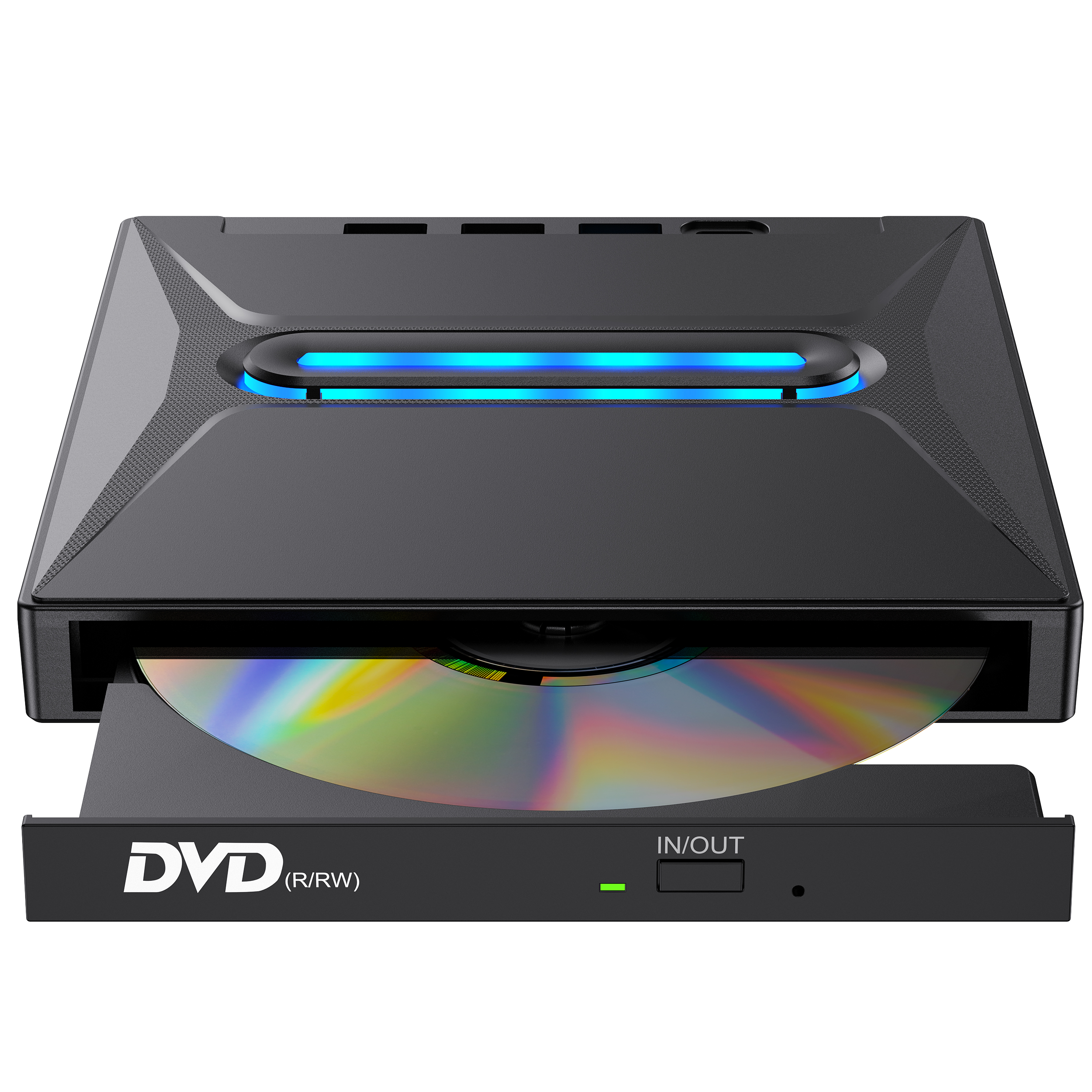 External CD DVD Drive Pro - Portable Typ C CD/DVD+/-RW Drive with SD Card Reader, CD ROM Burner, and DVD Player Hub - Co