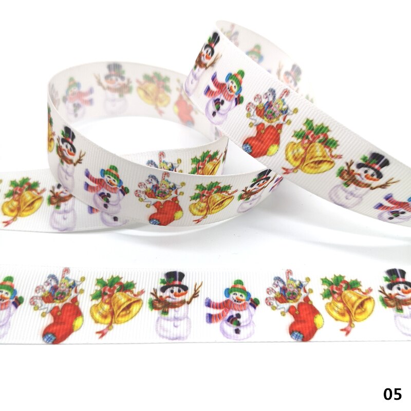 5 yards 25mm julebånd termisk overføring trykt grosgrain bånd for innpakning bryllup dekorasjon hårsløyfer gjør det selv