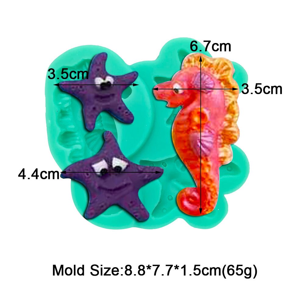 Moule sirène en Silicone pour décoration de gâteau Fondant, dessin animé, filles, Cupcake au chocolat, forme en Silicone pour outils en argile polymère, étoile de mer: F0937HM