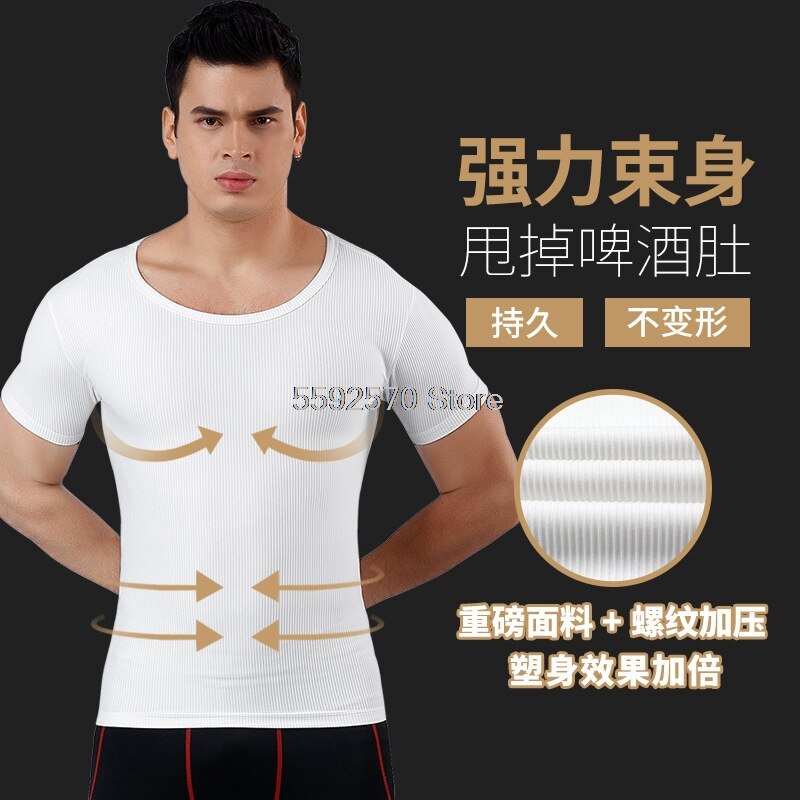 Mannen Borst Tummy Shirt Corset Mannelijke Buik Buik Voor Corrector Compressie Body Building Slanke Ondergoed Shapewear Zwart Wit