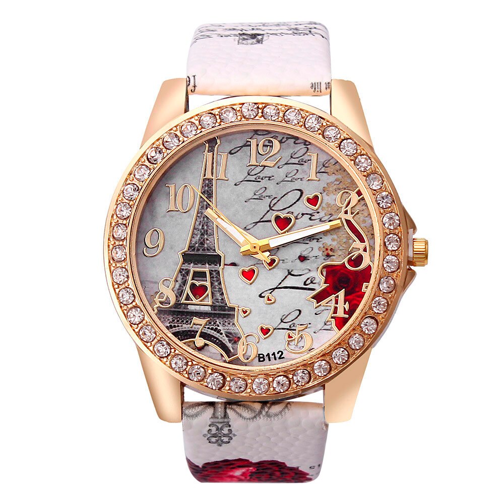 Tower Pattern Leather Band Analog Quartz Vogue Wrist Watches часы женские часы женские наручные relojes para mujer montre femme