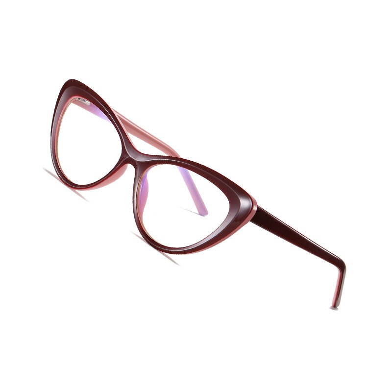 AOFLY BRAND Cat Eye Blue Light Blocking Glasses Women's Computer Gaming Optics Eyeglasses Frames Female UV400: C4Red
