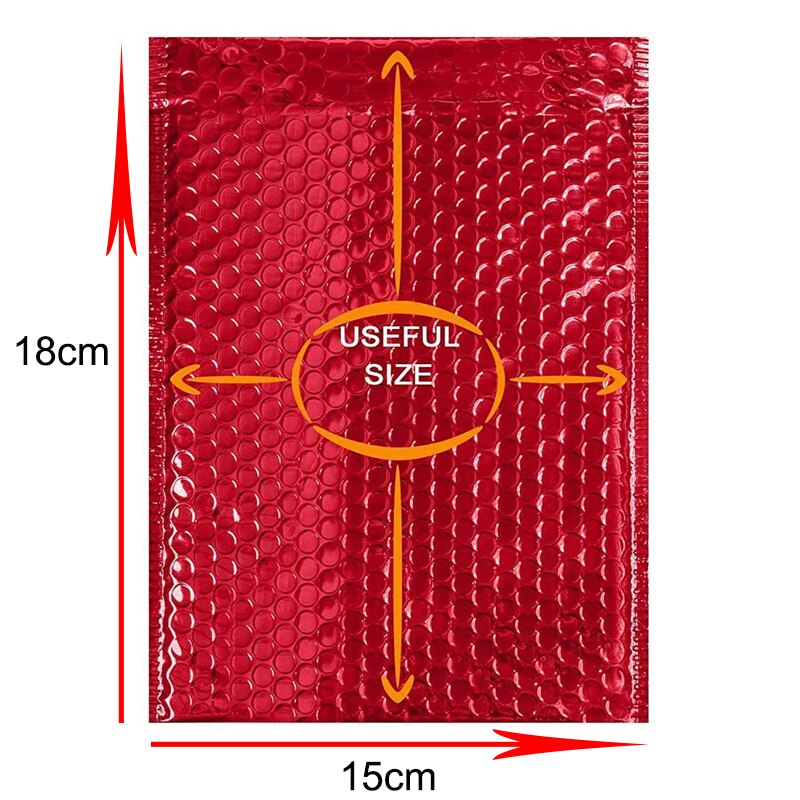 Sacos de empacotamento da selagem do envio resistente acolchoado do selo do auto dos sacos do mailer poli da bolha de 10 pces para o negócio: Red 15X18cm