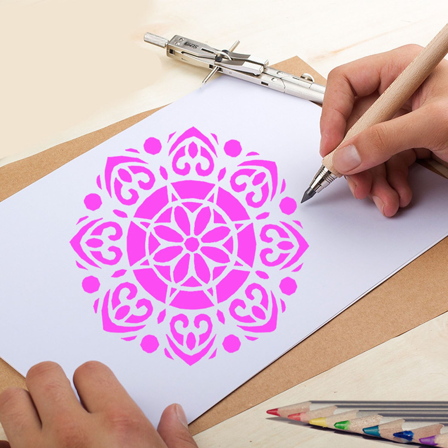 9/10 Uds Mandala herramientas de punteado plantillas Plantilla de dibujo conjunto de plantillas para decoración de pared bricolaje pintura dibujo proyectos de arte