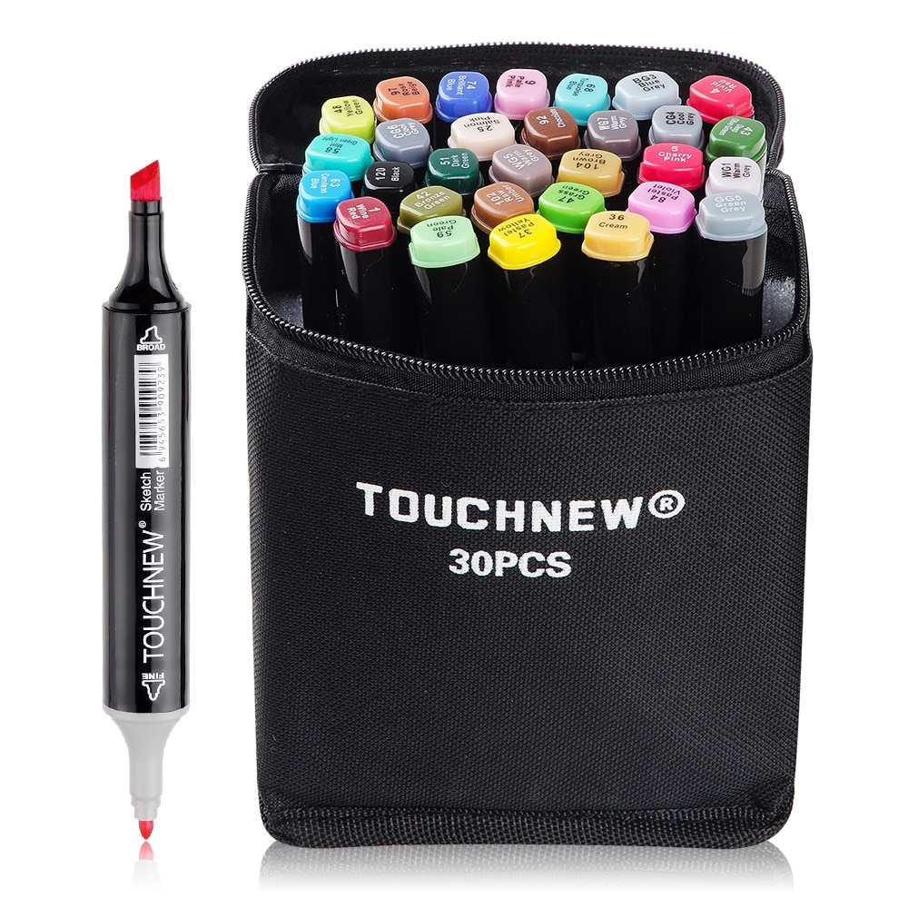 Touchnew 30 Kleuren Marker Pen Dual Tip Alcohol Gebaseerde Markers Set