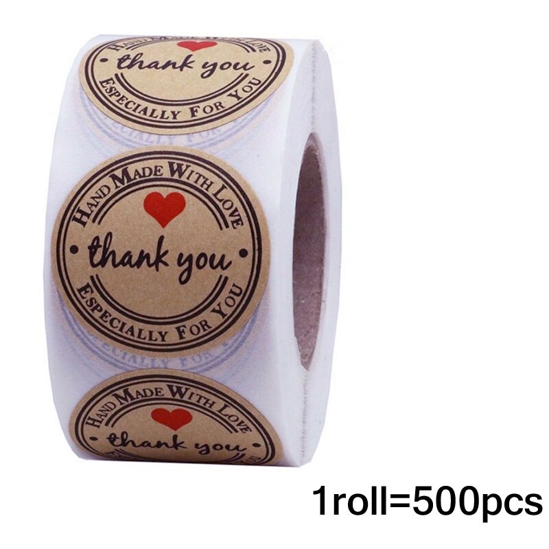 Rouleau de papier autocollant merci pour Business, 500 pièces, artisanal, décoratif, d'amoureux, étiquettes de scellage d'enveloppe: B12