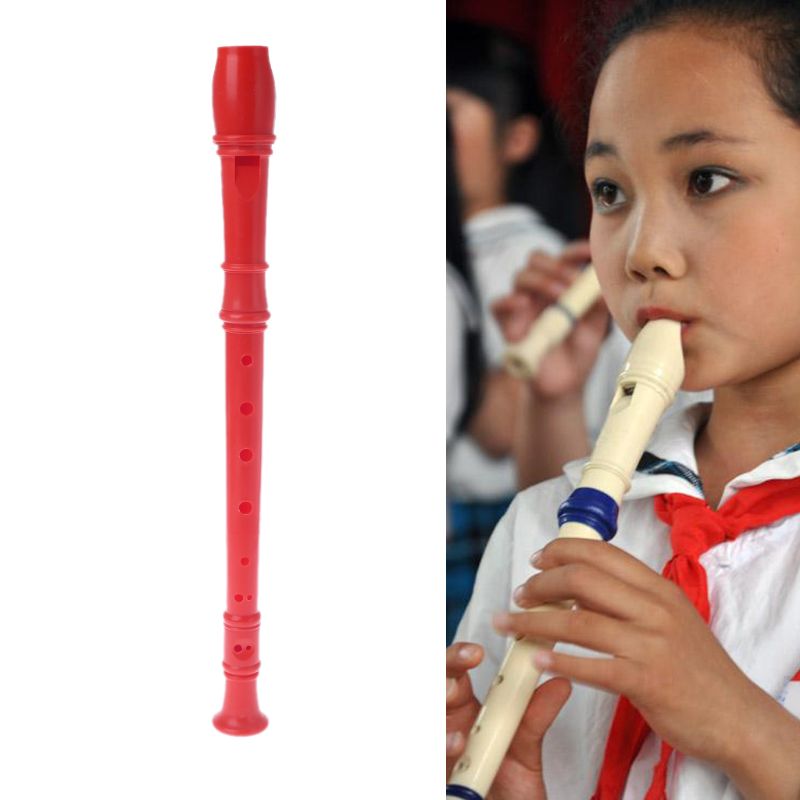 1Pc Plastic Muziekinstrument Sopraan Recorder Lange Fluit 8 Gaten Rood