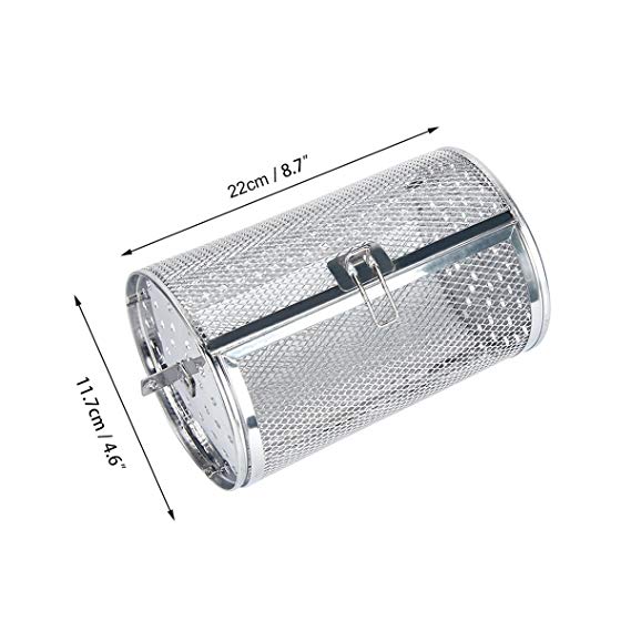Grillad bur bbq rostfritt stål 22*11.7cm spett ugnskorg för rostning av baknötter kaffebönor jordnötter bbq grillrostare