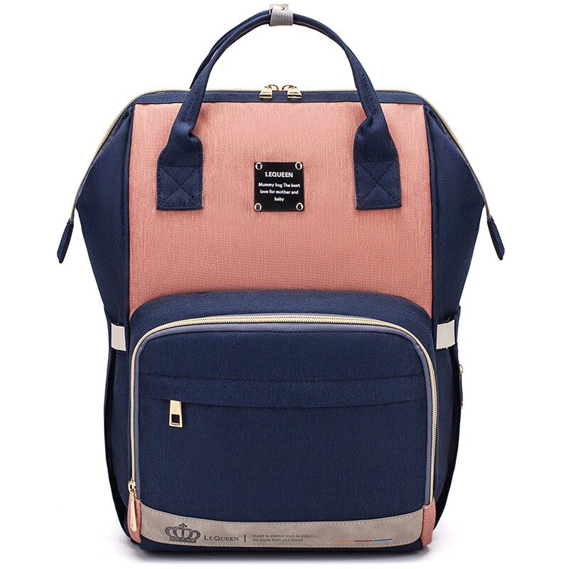 Lequeen Nappy Backpack Bag Mummy Large Capacity Bag Mom Baby Multi-function Waterproof Outdoor Travel Diaper Bags For Baby Care: Orange Blue