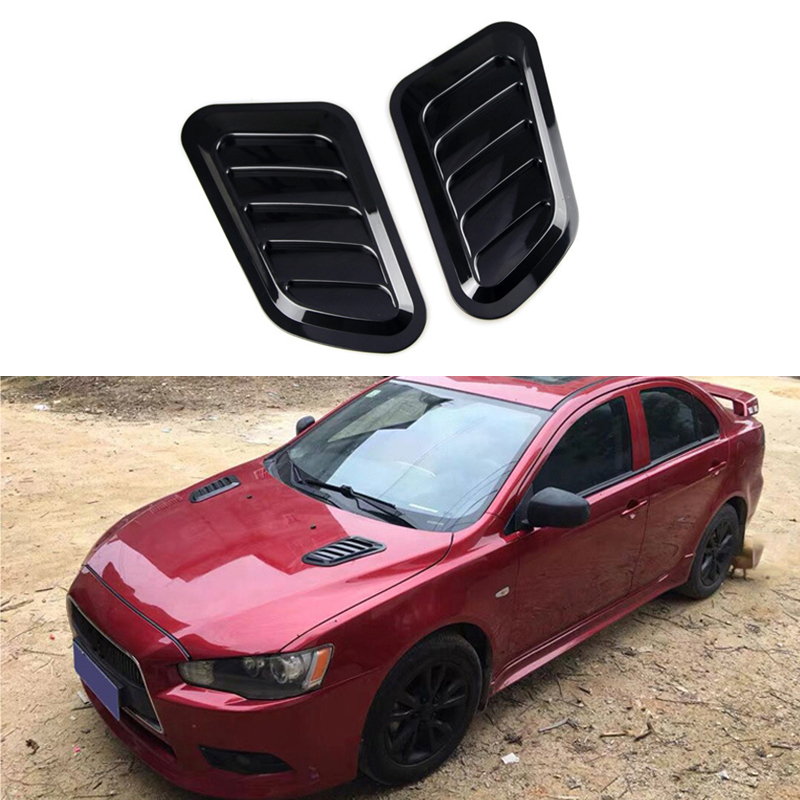 2PCS Universal Intake Scoop Turbo Bonnet Vent Cover Hood ABS Car Hood Air Outlet Decorative Carbon Fiber False Vent Hood Vehicle