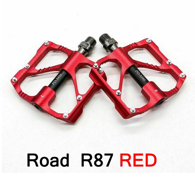 mtb quick release pedal road bike pedal ultra-light ultra-light mountain MTB pedals carbon fiber 3 bearings pedale vtt: ROAD R87 RED