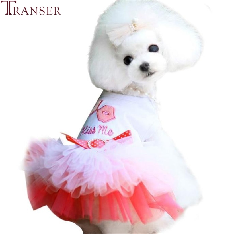 Transer Kus Me Lip Roze Hond Kleding Kant Ruche Hond Prinses Tutu Jurk Mouwloze Puppy Pet Kostuum 81220