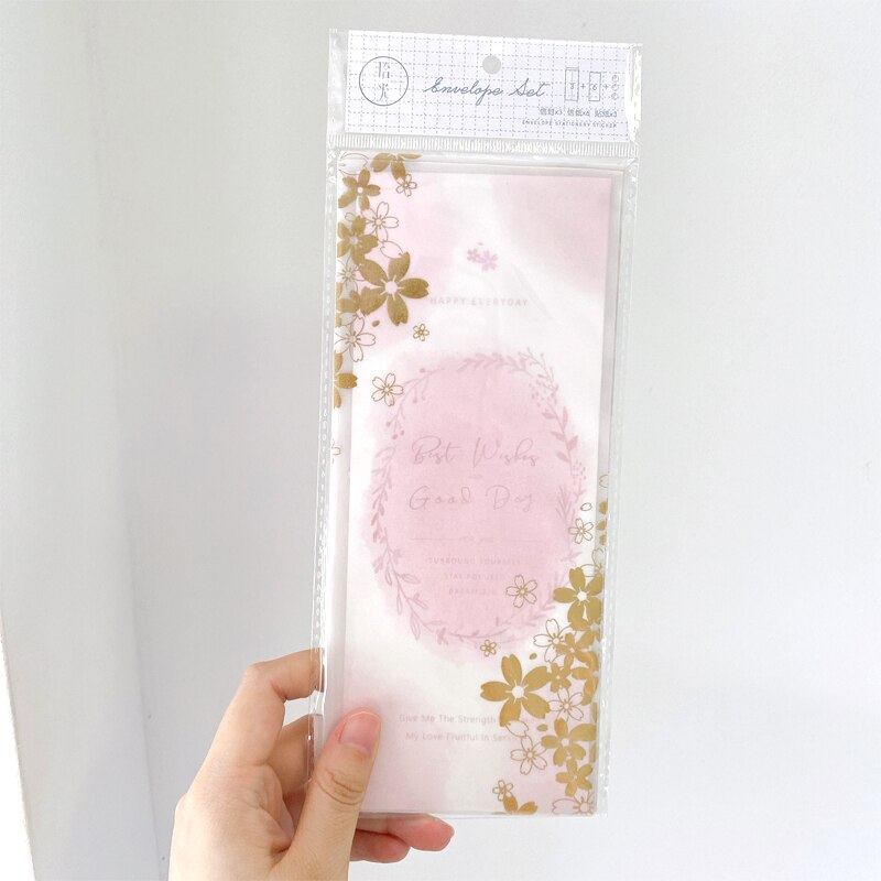 12pack Hyuna Little Flower Series Sulfuric Acid Paper Letterhead Pure Heart Dream Art Illustration 3 Envelope 6 Letter Paper set: Cherry blossoms