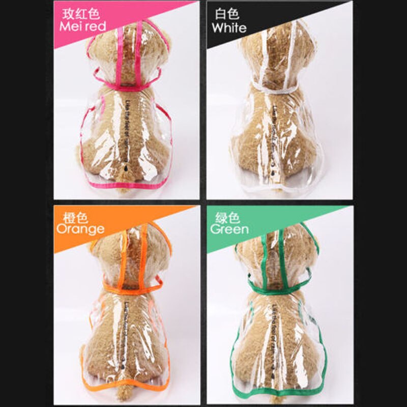 Brand Style PVC Transparent Pet Coat Jacket Dog Puppy RainCoat Small Large Waterproof Hoodie