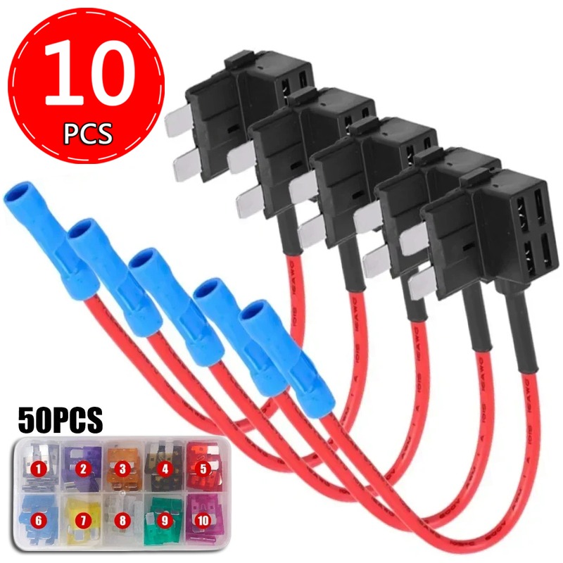 Car Mini Fuse Holder Circuit Adapter ATM Blade Fuse for Car Van Motorcycle RV Boat Tractor TAP Adapter