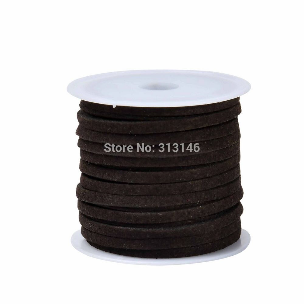 3mm 5M/Roll Flat Faux Suede Cord Leather Lace DIY Handmade Beading Bracelet Necklace Craft Supplies Jewelry Making Thread String: Dark Chocolate