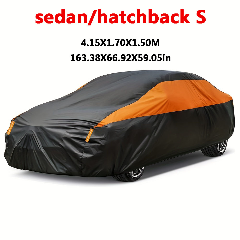 Car Covers Outdoor Waterproof Sun Rain Snow Protection UV Auto Cover Universal SUV/Sedan 190T Car Protective Full Covers: black