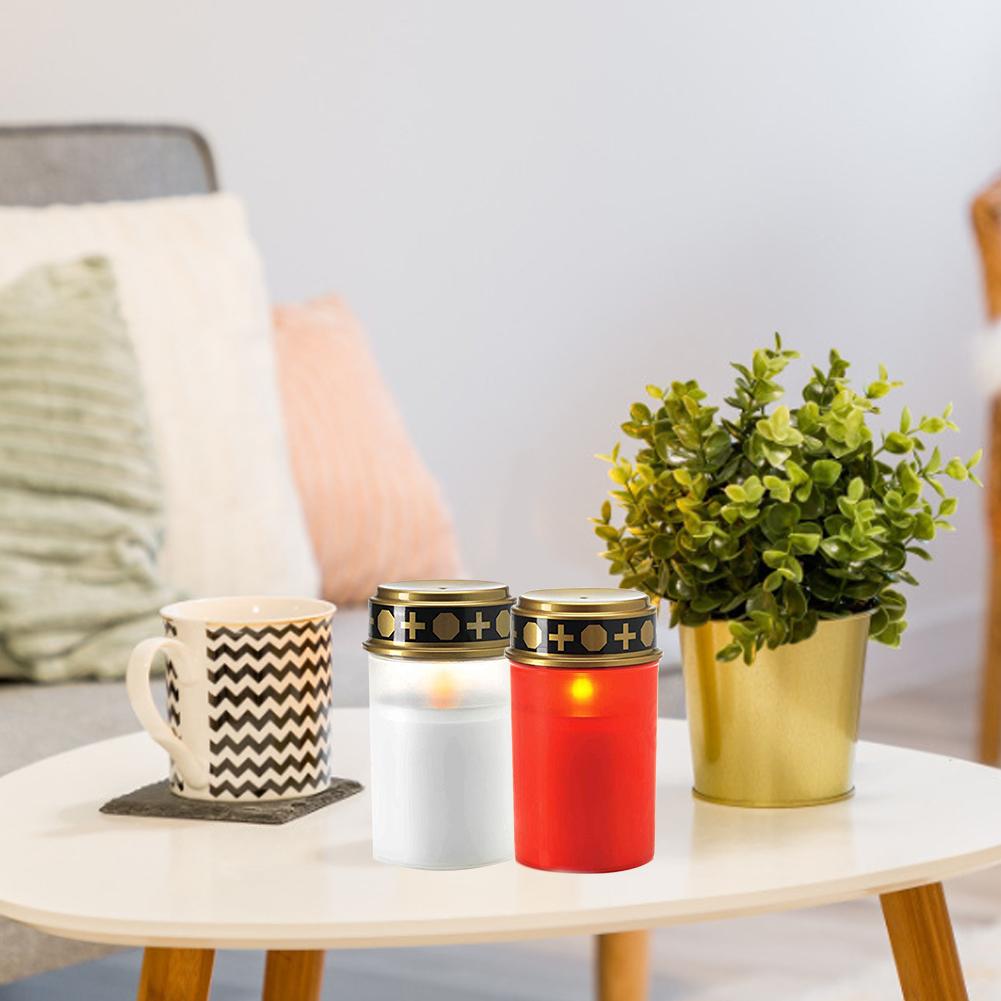 LED Solar Candle Lamp Flameless Waterproof Electronic Memorial Candle Decorative Tea Lights For Cemetery Ritual Prayer