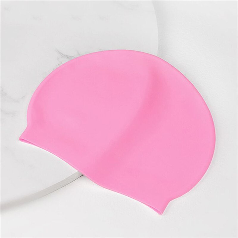 Bonnet de bain en tissu pour femmes et hommes, protection des cheveux longs, fleurs plissées, imprimé, grande taille: Rose